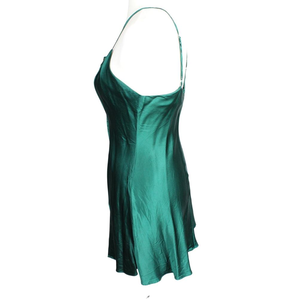 Y2K Victorias Secret 100% Silk Slip Dress Small Green Embroidered Vintage - Picture 4 of 7